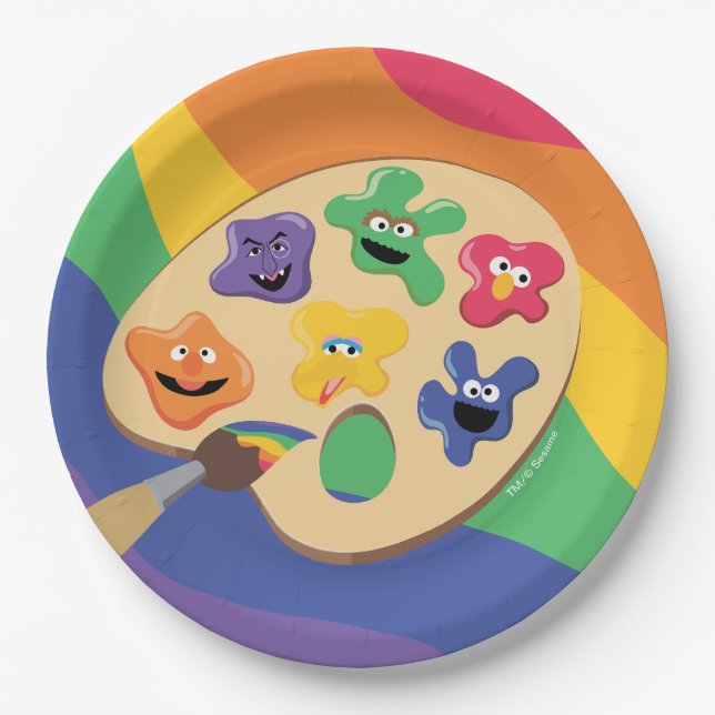 Assiettes En Carton Sesame Street Pals Rainbow Art Party (Devant)