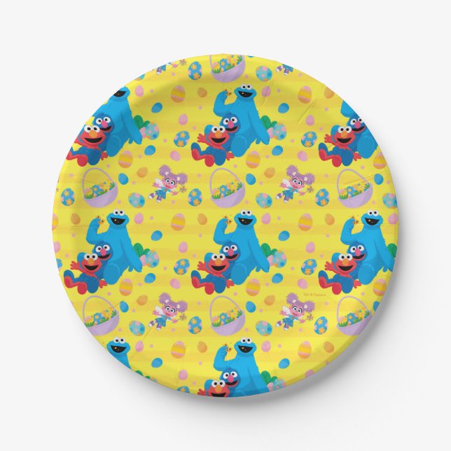 Assiettes En Carton Sesame Street Pâques Motif de panier (Devant)