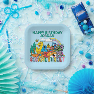 Assiettes En Carton Sesame Street Vague Arc-en-ciel