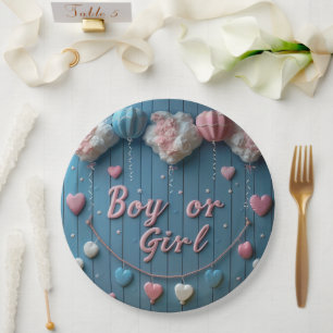 Assiettes En Carton Sexe Révéler Garçon ou Fille Plaques en papier ros