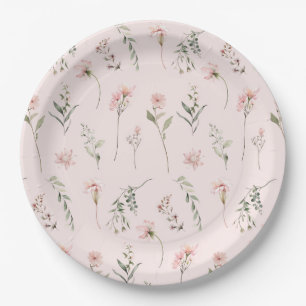 Assiettes En Carton Shabby chic rose fleur sauvage sage vert vert vert