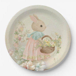 Assiettes En Carton Shabby Chic Spring Rabbit