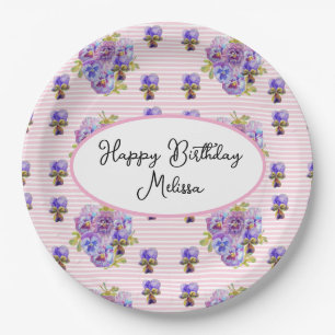 Assiettes En Carton Shabby Pansy Pastel Pink Pansies Anniversaire