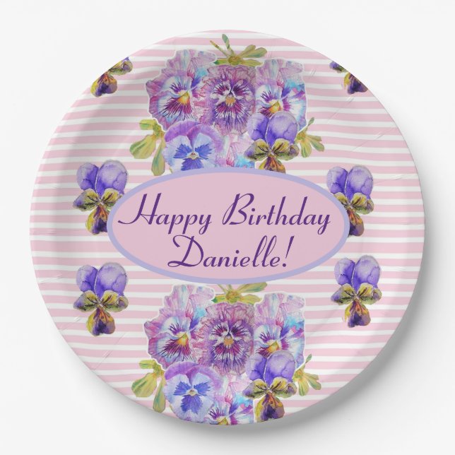 Assiettes En Carton Shabby Rose Rose Floral Tea Party violet (Devant)