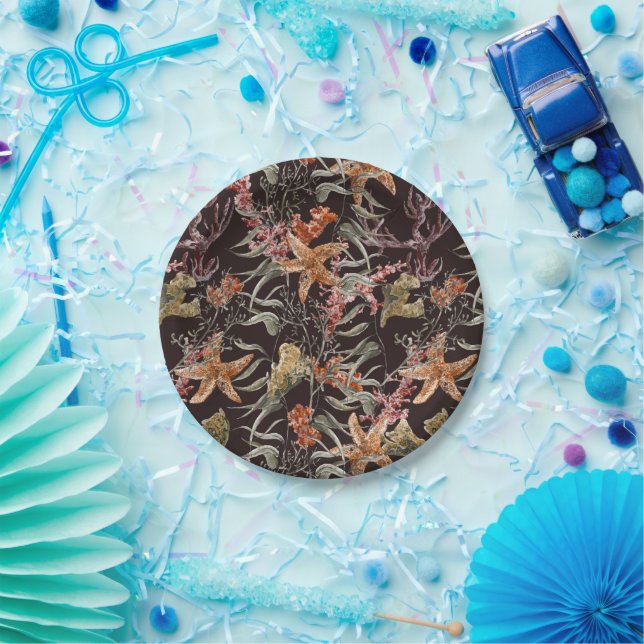 Assiettes En Carton Shabby Sea Life Pattern (Fête)