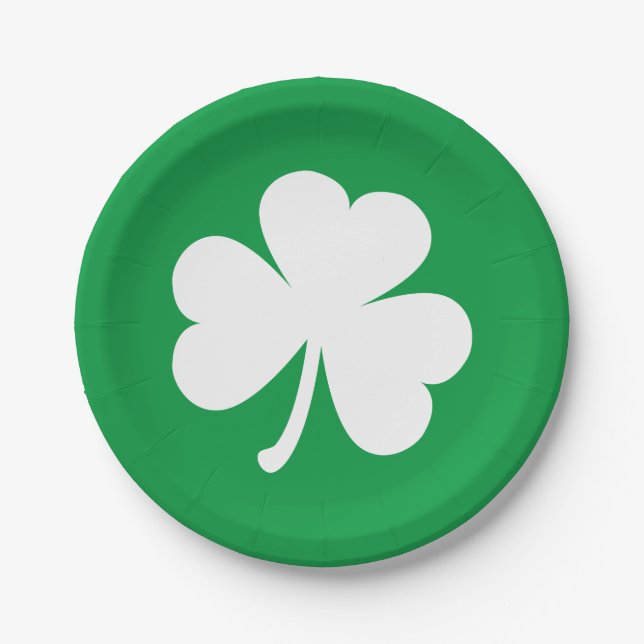 Assiettes En Carton Shamrock blanc sur la St Patrick Green en Irlande (Devant)