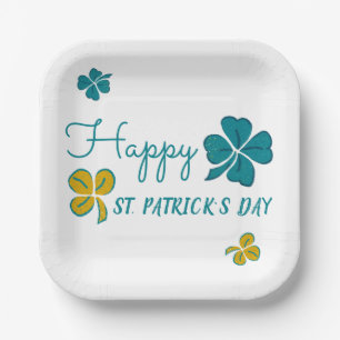 Assiettes En Carton Shamrock de trèfle à quatre feuilles Joyeux Saint