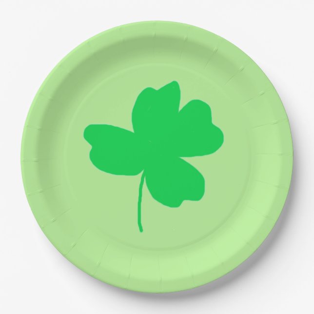 Assiettes En Carton Shamrock vert Quatre feuilles Clover Vert Plaques  (Devant)