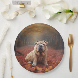 Assiettes En Carton Shar Pei dans l'automne Feuilles automne Inspire