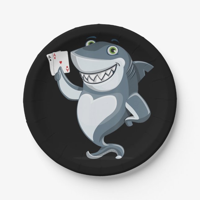 Assiettes En Carton Shark Poker Player - Drôle Poker cadeau (Devant)