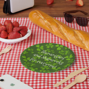 Assiettes En Carton Shenanigans et Motif Shamrock St Patrick's Day