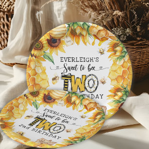 Assiettes En Carton Si doux d'être deux floral 2e anniversaire