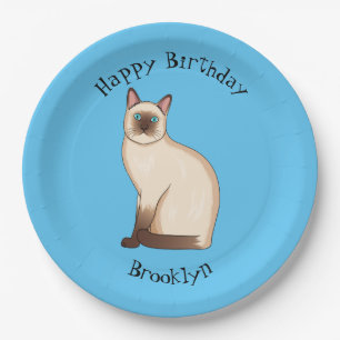 Assiettes En Carton Siamese cat cartoon