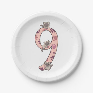 Assiettes En Carton Siamese Chat Neuvième Anniversaire Pour Enfants Ch