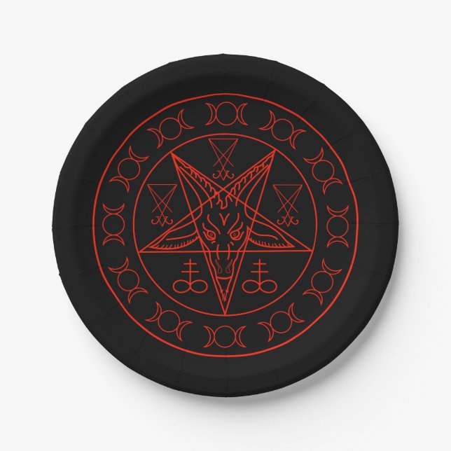 Assiettes En Carton Sigil de Baphomet triple lune et sigil de lucifer (Devant)