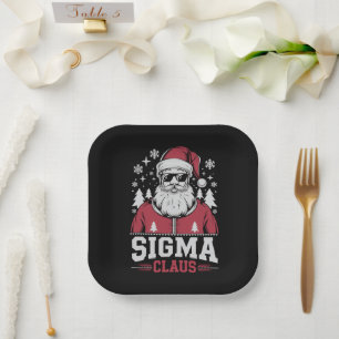Assiettes En Carton Sigma Claus Cool Père Noël Christmas Rizz Rizzler 