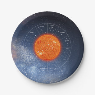 Assiettes En Carton Signe astrologique de Leo Zodiac - Soleil doré