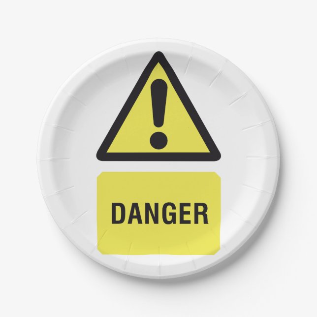 Assiettes En Carton Signe de danger jaune (Devant)