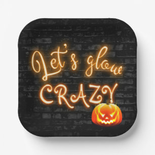 Assiettes En Carton Signe lumineux de fête d'Halloween avec Jack-o-lan