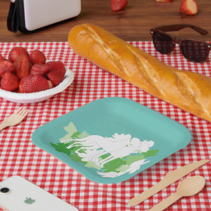 Assiettes En Carton Silhouette blanche des Grands Danois