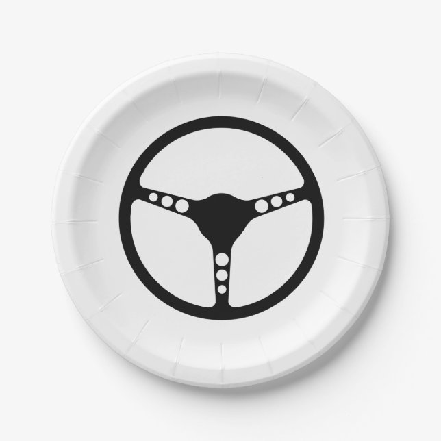 Assiettes En Carton Silhouette de la roue de direction sportive (Devant)
