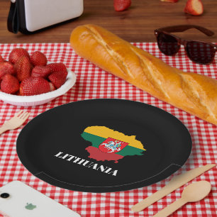 Assiettes En Carton Silhouette et drapeau lituaniens