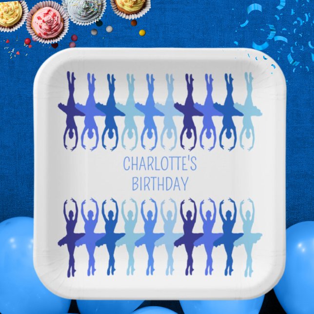 Assiettes En Carton Silhouettes de groupe Ballerina Bleue Personnalisé (Créateur téléchargé)