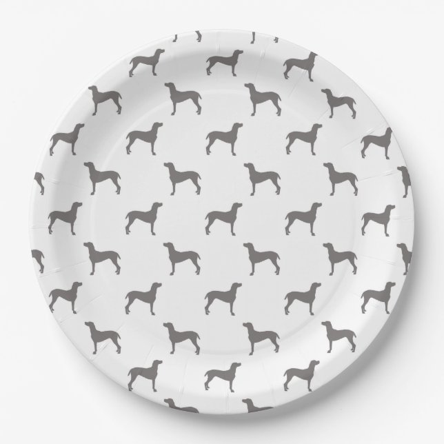 Assiettes En Carton Silhouettes grises de Weimaraner sur l'arrière - (Devant)