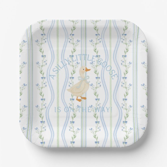 Assiettes En Carton Silly Little Goose Baby Shower  (Recto)