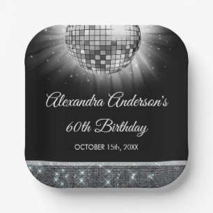 Assiettes En Carton Silver 60th Birthday Party 70's Disco Ball