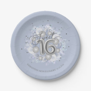 Assiettes En Carton Silver Foil Sweet 16 Ballons Anniversaires Dusty B