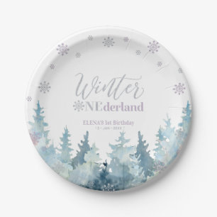 Assiettes En Carton Silver Purple Winter Wonderland Neige 1er annivers