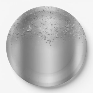 Assiettes En Carton Silver Shimmer Fbattage papillon Sweet 16 Party