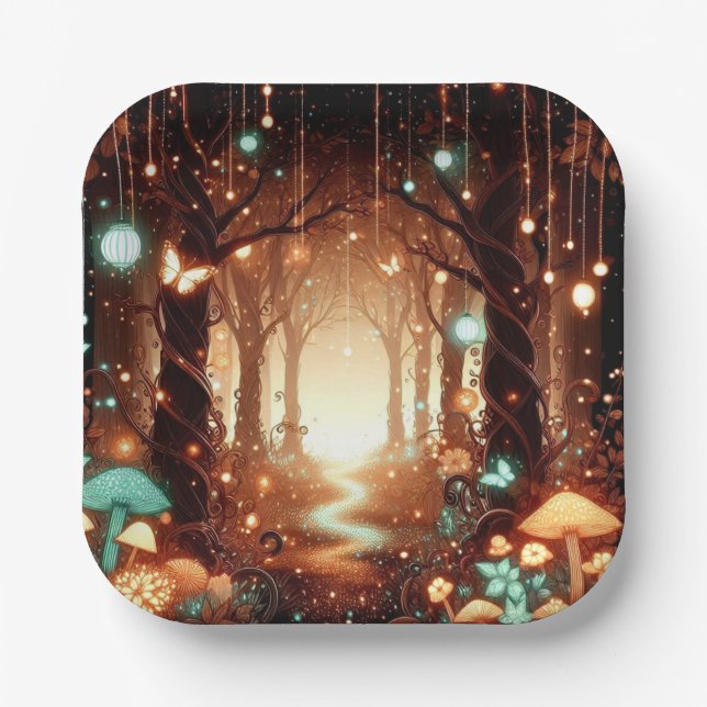 Assiettes En Carton Simple Baby shower forestier majestueux enchanté (Recto)