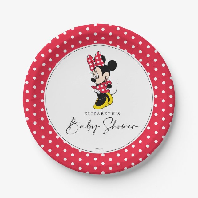 Assiettes En Carton Simple Baby shower Minnie Mouse moderne (Devant)