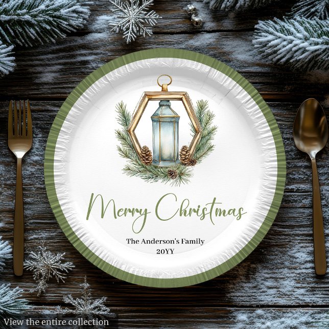 Assiettes En Carton Simple Bohemian Christmas Lantern in Neutral Plate (Simple Bohemian Christmas Lantern in Neutral Plate

)