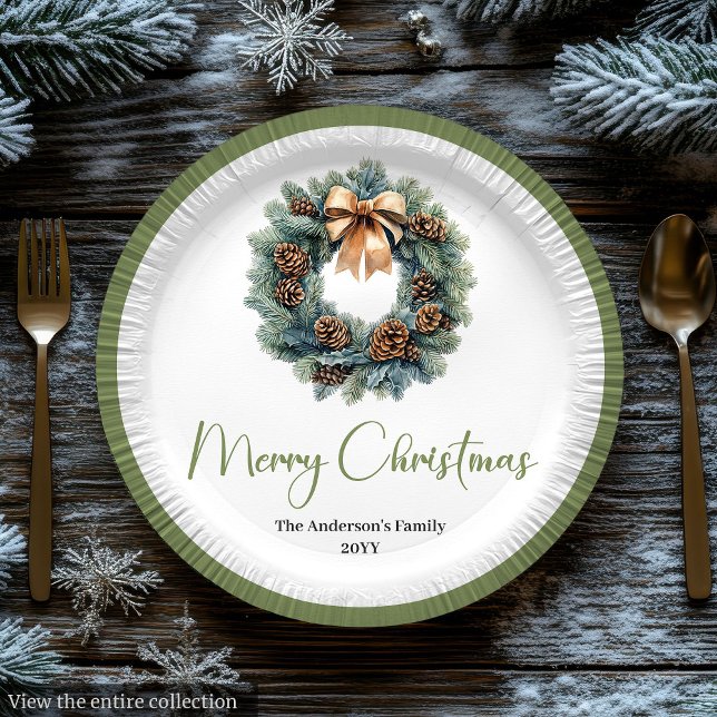Assiettes En Carton Simple Bohemian Christmas Wreath in Trendy Plate (Simple Bohemian Christmas Wreath in Trendy Plate

)