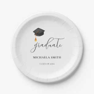 Assiettes En Carton Simple Casquette noir Script Lycée Gradué