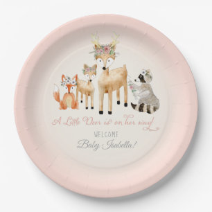 Assiettes En Carton Simple cerf Antler Woodland Animaux Baby Girl