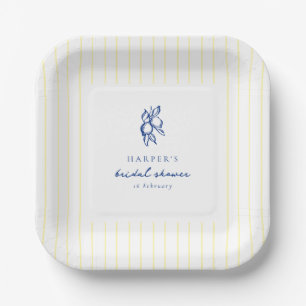 Assiettes En Carton Simple Citrons Bleus et Jaunes Mariage Réceptions 