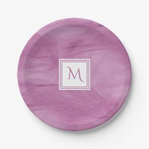 Assiettes En Carton Simple clair violet subtil marbre moderne Monogram