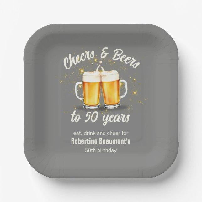 Assiettes En Carton Simple Clinging Glasses Cheers Beers to 50 Years (Recto)