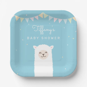 Assiettes En Carton Simple Elegant Doux Alpaca Llama Baby shower garço