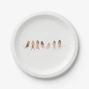 Assiettes En Carton Simple et moderne Faux Copper Birds on Wire Design