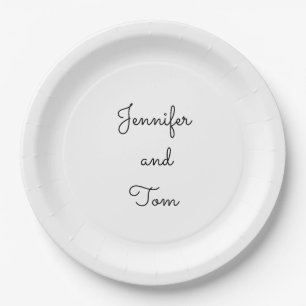 Assiettes En Carton simple gâteau mariage blanc minimal 