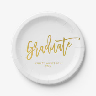 Assiettes En Carton Simple Gold Calligraphy Script Graduation Party