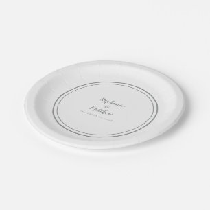 Assiettes En Carton Simple gris blanc moderne Mariage d'engagement