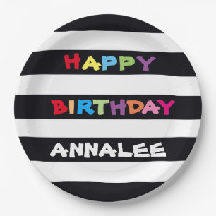 Assiettes En Carton Simple mignon coloré Customisé Joyeux anniversaire