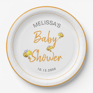 Assiettes En Carton Simple mignonne Soirée de Baby shower d'abeilles