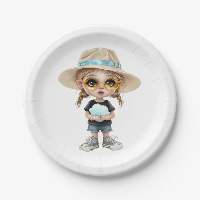 Assiettes En Carton Simple Moderne : Stylish Girl (Devant)